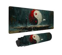 Blue Large Mouse Mat 48 x 24 x 0.12 inch Tai Chi Gaming Mouse Pad with Non-Slip Base and Stitched Edges Keyboard Mat, Washable Mousepad, Office Accessories for Computers, Mousemat for PC -2510136