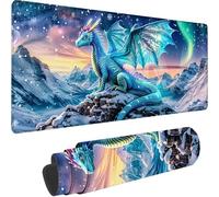Blue Large Mouse Mat 600 x 400 x 3 mm, Extended Gaming Mouse Pad Dragon Desk Mat With Stitched Edges, Adults Mousepad Non Slip Rubber Base, Waterproof Soft Cloth Desk Pad for Office Decor, Gifts U-2