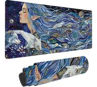 Blue Large Mouse Mat 600x300x3 mm, Extended Gaming Mouse Pad Cartoon Desk Mat With Stitched Edges, Adults Mousepad Non Slip Rubber Base, Waterproof Soft Cloth Desk Pad for Home Office Decor, Gifts 9-5