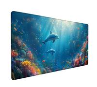 Blue Large Mouse Mat 600x300x3mm, Underwater World Extended Mouse Pad with Stitched Edges, Gaming Mousepad with Soft Smooth Surface, Desk Mat for Desk Accessories and Office Accessories Gifts, P-4246