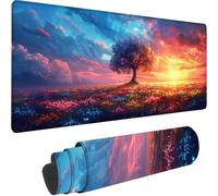 Blue Large Mouse Mat 700 x 400 x 3 mm, Extended Gaming Mouse Pad Tree Of Life Desk Mat With Stitched Edges, Adults Mousepad Non Slip Rubber Base, Waterproof Soft Cloth Desk Pad for Office Decor S-A
