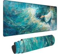 Blue Large Mouse Mat 700x300x3 mm, Extended Gaming Mouse Pad Abstract Desk Mat With Stitched Edges, Adults Mousepad Non Slip Rubber Base, Waterproof Soft Cloth Desk Pad for PC Office Decor, Gifts J-1