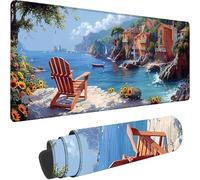 Blue Large Mouse Mat 700x300x3 mm, Extended Gaming Mouse Pad Sea Desk Mat With Stitched Edges, Adults Mousepad Non Slip Rubber Base, Waterproof Soft Cloth Desk Pad for Home Office Decor, Gifts J-W