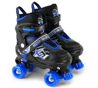 (Blue Large /UK 5-7/) The Magic Toy Shop Children Adjustable 4 Wheel Quad Pink Roller Skates Boots Kids Adjustable Sizes