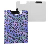 Blue Laser Leopard Cheetah Clipboard a4 Clip Board Foldover Document Folder Files for Paperwork with Clips Lightweight Plastic