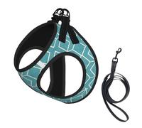 Blue Lattice Print Adjustable Harness Leash Set For Cats And Dogs, Soft Breathable Kitten Puppy Mesh Vest With Reflective Design, Escape-Proof Lead For Small Pets Walking Training