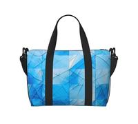 Blue Lattice Water-Resistant Crossbody Travel Bag, Large Carry-On with Adjustable Strap, Multi-Compartment Weekender for Gym, Travel, Outdoor