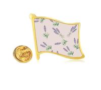 Blue Lavender Bowknot Flower Golden Metal Flag Lapel Pin Badge