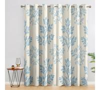 Blue Leaf Curtains Blackout, 46x72 Inch 2 Panels - Chic Farmhouse Botanical Pattern Black Out Curtains, Home Decor, 72 Drop Eyelet Window Drapes for Bedroom, Living Room GP#131