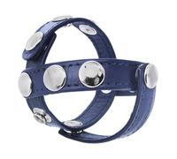 Blue Leather Cock and Ball Harness