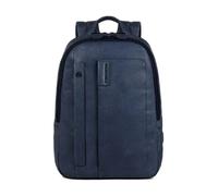 Blue Leather Computer and iPad Backpack- male- Piquadro- Backpacks- Blue- ONE SIZE- Bags ONE SIZE