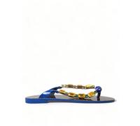 Blue Leather Flat Sandals Elegant Style - female - Dolce & Gabbana - Flip Flops - Blue - 2 1/2 UK - Shoes 2 1/2 UK