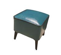 Blue Leather FootrestSolid Wood Structure Upholsterol for Living Room Desk Footrest Soft Padded FootstoolHome Decor table Foot Support