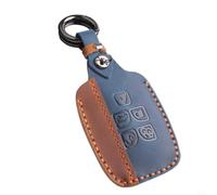 Blue Leather Key Shell for Jaguar for f-pace Full Coverage Blue | for perfect fit for 5-button for smart keys, precise button alignment, soft leather touch, anti-slip grip(Blue)