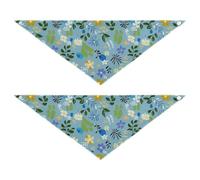 Blue Leaves Floral Simple cute dog bandanas Adjustable Bib Handkerchief Cute Pet Holiday Set for Dogs Cats L