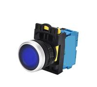 BLUE LED LA36M 22mm 10A 12v 24v 220v LED Momentary Locked Power Push Button On Off With/without Fixation 1Pcs(2NO,MOMENTARY_110V)