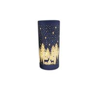 (Blue) LED Light Up Glass Cylinder Christmas Decoration - 20cm