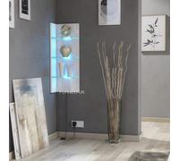 (Blue LED Lights) White Floating Display Cabinet Wall Unit Shelf Gloss & Matt Clifton09 LED Lights