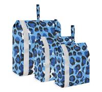 Blue Leopard Print 3 Set Packing Travel Organizer Reusable Bag For Closet Compression Bags Office Organization And Storage