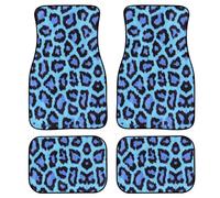 Blue Leopard Print Car Floor Mats for Men Women All Weather Carpets Design Non-Slip Auto Rugs Universal Fit Car Floor Carpet for Most Car SUV Truck Van