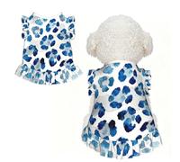 Blue leopard print L Pet Apparel for Small Dogs-Cute Summer Outfit for Puppy, Soft Breathable Pet Clothes for Cat