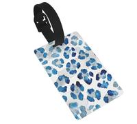 Blue Leopard Print Luggage Tags for Suitcases - Durable PVC ID Tags with Detachable Straps for Travel, Backpack, Golf Bag, Anti-Loss