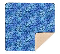 Blue Leopard Print Pattern 50x50 inch Baby Play Mat,Thicken Soft Non-Slip Tummy Time Mat for Toddlers and Infants