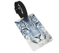 Blue Leopard Print Pattern Luggage Tags for Suitcases - Durable PVC ID Tags with Detachable Straps for Travel, Backpack, Golf Bag, Anti-Loss