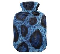 Blue Leopard Skin Texture hot Waterbottle with Soft Cover, 2L Warm Water Bottle for Bed for Period Cramps, Period Cramps, Period Cramps