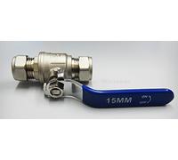 Blue Lever Full BORE Isolation Action Ball Valve Compression in Sizes (15MM/22MM/28MM) (28MM)