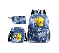 (Blue) Life Wobbly Printed Design Backpack And Shoulder Bag Three Piece Set Kids Gift