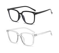Blue Light Blocking Glasses 2 Pack Rectangular Protective Eyewear for Women Men Elegance & Comfortable Reading Glasses Spring Hinges Unisex Anti Eyestrain Blue Light Filter for Phone/Compture/TV (A)