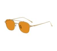 Blue Light Blocking Glasses for Women Retro Square 70S Double Bridge Classic Amber Lenses UV Protection Sun Glasses,Gold,+0.75