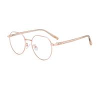 Blue Light Blocking Reading Glasses for Men Women Classic Oval Metal Frame with Comfort Spring Hinge Computer Reader,Rose gold,+1.00