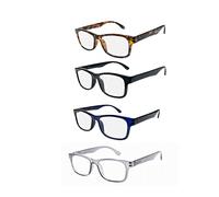 Blue Light Blocking Reading Glasses for Women, Anti-Scratch Reading Glasses for Men and Women, Pack of 4 (Timeless Classics), Multicolor, 2.00 US
