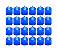 Blue Light Candles Blue Candles 24 Packs Flameless Blue Tea Lights Flickering Navy Blue Votive Candles For Birthday Wedding Party Festival Candle Plates And Trays (Blue, One Size)