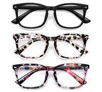Blue Light Filter Glasses Unisex Nerd Non-prescription Clear Lens Computer Blue Light Blocking Glasses, Black+grey Leopard+floral, Medium