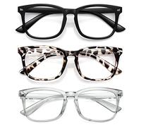 Blue Light Filter Glasses Unisex Nerd Non-prescription Clear Lens Computer Blue Light Blocking Glasses, Black+grey Leopard+grey, Medium