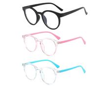 Blue Light Glasses Kids, Kids Glasses, 3 Pcs Blue Light Blocking Glasses with Screen Time Protection for Online Learning and Gaming, Anti Eyestrain and UV Protection