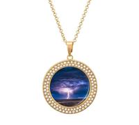 Blue Light-nings Women's Custom Pendant Necklace Round Diamond Necklaces Jewelry Gifts for Men Birthday
