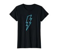Blue Lightning Minimalist Bolt - Simple Line Symbol Value Graphic T-Shirt, Women, Black, S