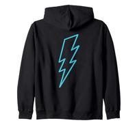 Blue Lightning Minimalist Bolt - Simple Line Symbol Zip Hoodie