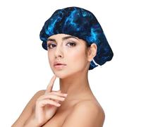 Blue Lightning Wolf flamePrint Satin Silk Bonnet for Sleeping Women, Adjustable Double Layer Satin Hair Bonnet Night Sleep Cap for Curly Hair