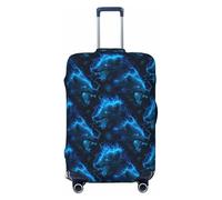 Blue Lightning Wolf flamePrint Travel Luggage Covers, Washable Suitcase Covers Protector for Luggage 18-32 Inch High Elasticity, Black, Large
