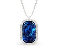 Blue Lightnings Personalized Necklace Print Pattern Pendant With Chain Gifts For Women Men Silver-style-35