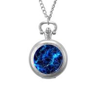Blue Lightnings Vintage Pocket Watch with Chain Arabic Numerals Scale Quartz Pocket Watches Gifts for Men Women