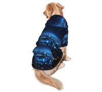 Blue Lights in The City at Night Dog Hoodie – Soft & Breathable Polyester Pet Clothes for Medium, and Large Dogs