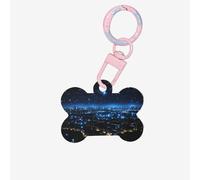 Blue Lights in The City at Night Dog Tags Bone-Shaped Pet Tag,Acrylic Pet ID Tags Durable and Stylish,Perfect for Small to Large Pets