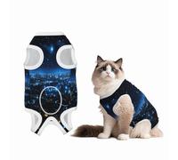 Blue Lights in The City at Night Recovery Suit for Dogs Cats After Surgery, Soft Cotton Post-Surgery Suit for Male and Female Pet