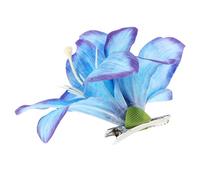 Blue Lily Flower Hair Clip Boho Style Silk Alloy Hair Accessory | Lightweight Portable Piece, Artificial Bloom Detail, for Beach Outings and Occasions